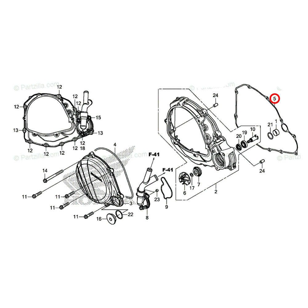 Junta da Tampa de Embreagem Original Honda para CRF 450 19/20 CRF 450X/RX 19 (Grande)