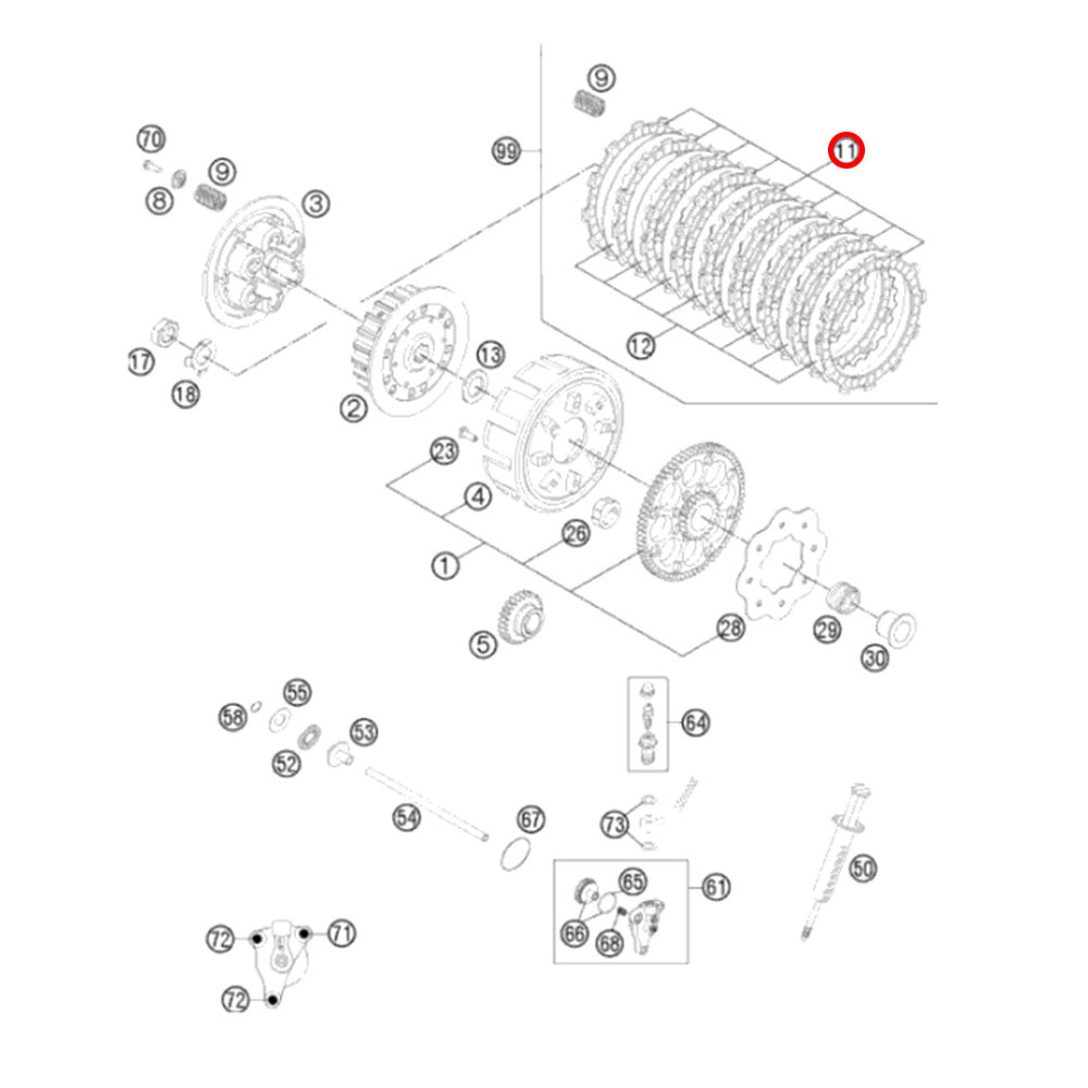 Disco de Embreagem Original KTM para KTM SX 250 04/12 XC 250/300 06/12 XC-W 250/300 06/12 EXC 250/300 04/07