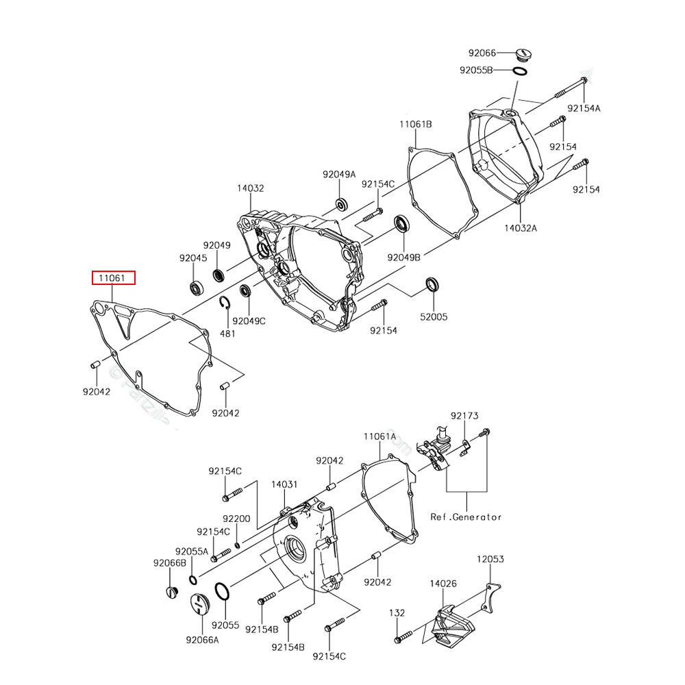 Junta da Tampa de Embreagem Original Kawasaki para KXF 250 17/19 (Grande)