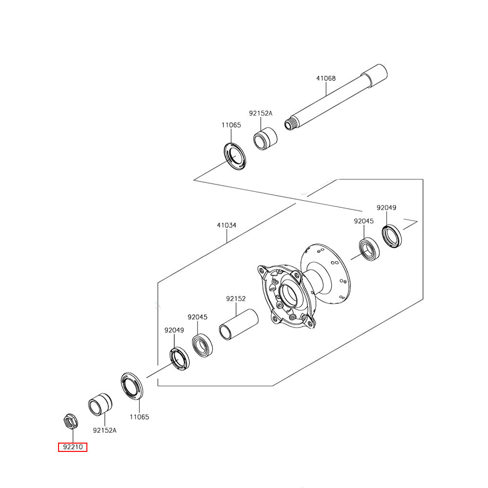Porca do Eixo Dianteiro da Roda Original Kawasaki para KX 125 04/05 KX 250 04/07 KXF 250 04/19 KXF 450 06/19 KLX 450 08/19 (18mm)