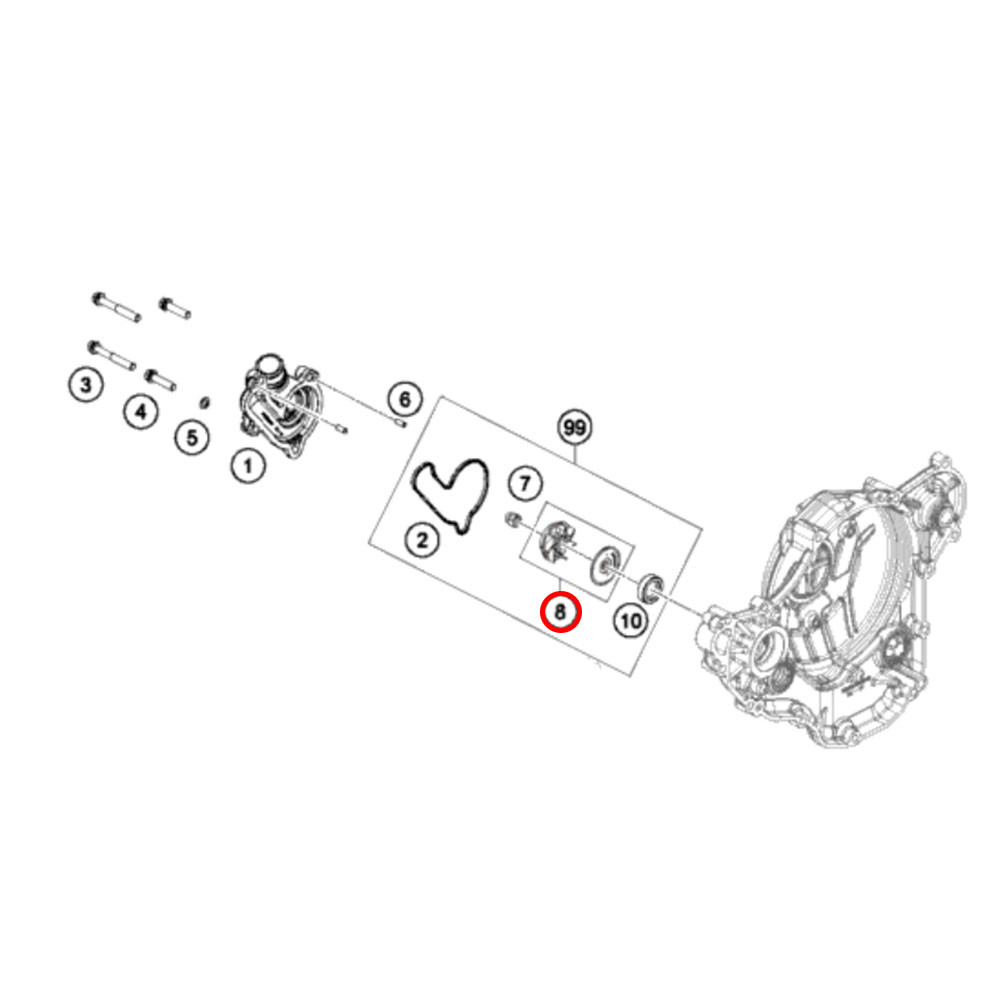 Rotor da Bomba D'Água Original KTM EXC-F 250/350 17/19 SX 125/150 16/19 SX-F 250 15/19 SX-F 350 16/19 XC 300 17/19 XC-F 250/350 16/19 XC-W 150/250 17/19