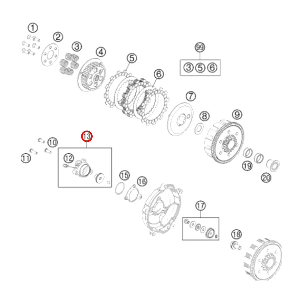 Cilindro da Embreagem Hidráulica Original KTM para  EXC / SX Magura (Embolo Inferior)