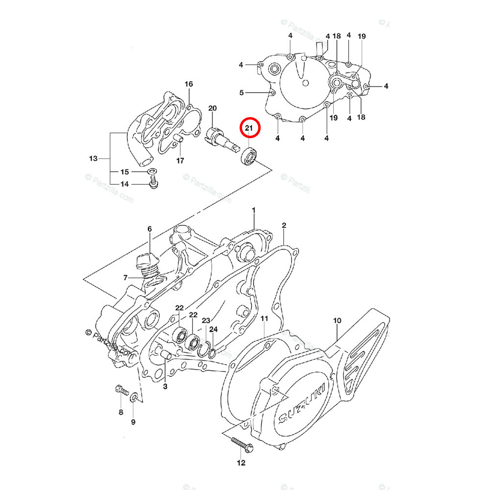 Retentor da Bomba D'Água Original Suzuki para RM 80/85/125/250 RMZ 250 (12x24x10-2)