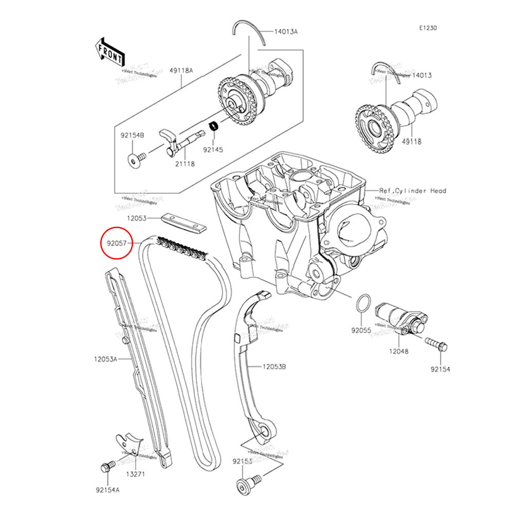 Corrente De Comando Original Kawasaki KXF 250 19/20 (98XRH2010120M)