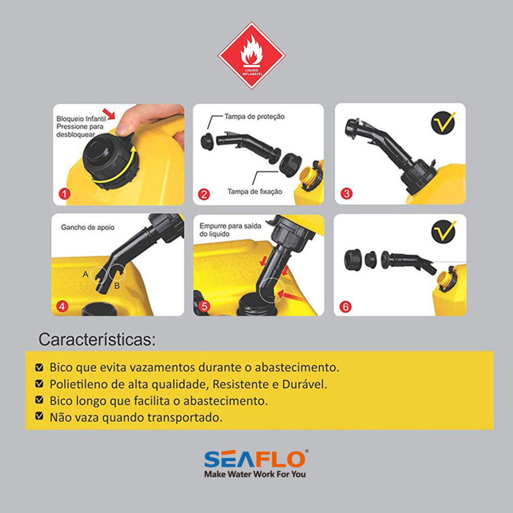 Galão De Gasolina 10 Litros Com Bico de Trava Automática - Matsuri