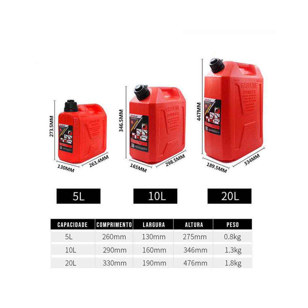 Galão De Gasolina 10 Litros Com Bico de Trava Automática - Matsuri