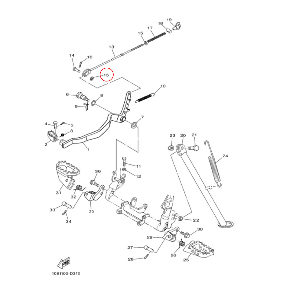 Arruela Da Haste Do Freio Original Yamaha TTR 125 TTR 230 2005 a 2009 6mm (6X12X1)