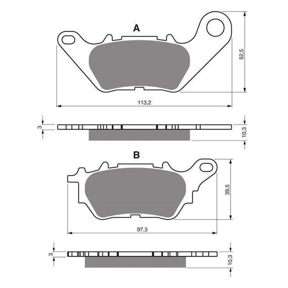 Pastilha De Freio Traseira para Yamaha YZF 300 R3 15/18 com ABS / MT-03 16/18 - 370 S3 - Goldfren