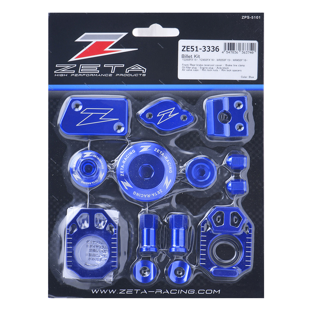 Kit de Peças Anodizadas para Yamaha YZF 250X 15/20 / YZF 450X 16/21 / WRF 250 17/19 / WRF 450 16/18 - Billet Kit - Zeta