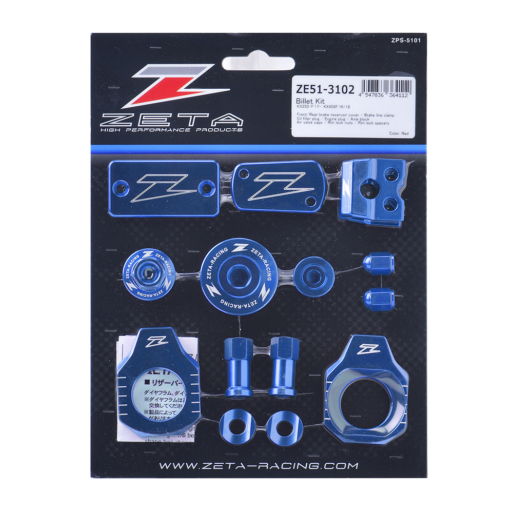 Kit de Peças Anodizadas para Kawasaki KXF 250 17/20 / KXF 450 16/18 - Billet Kit - Zeta