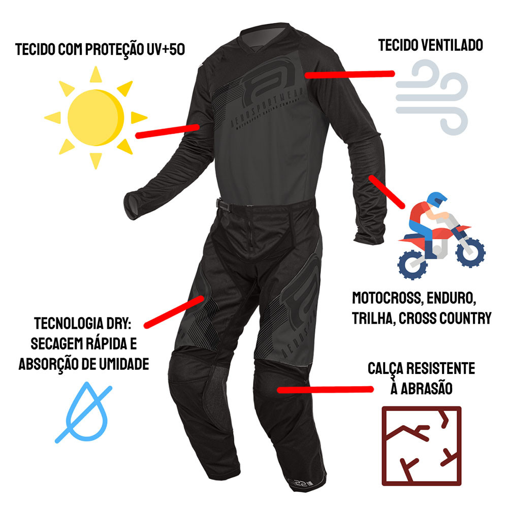 Kit Calça + Camisa Asw Image Spark 22 Preto/Chumbo