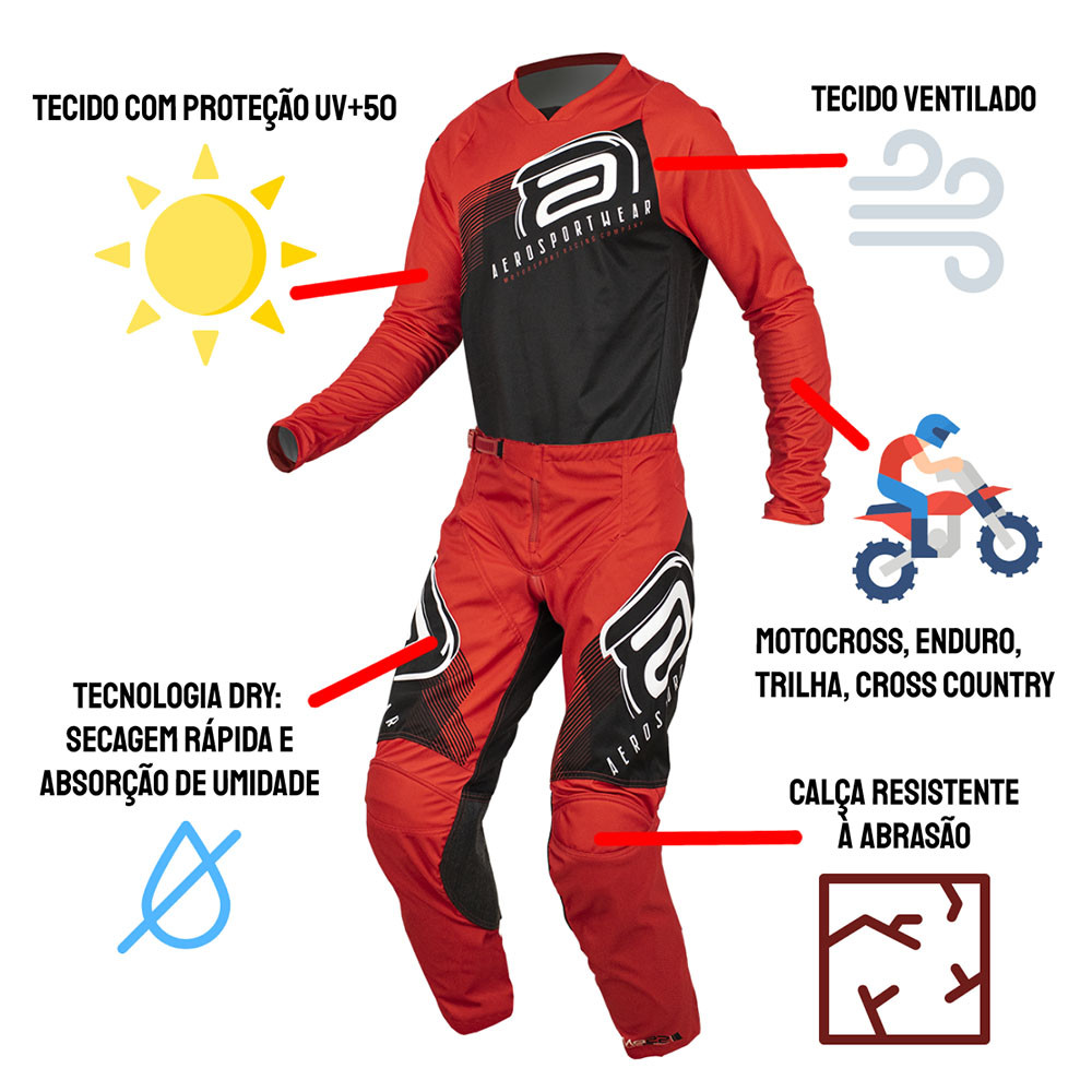 Kit Calça + Camisa Asw Image Spark 22 Vermelho/Preto