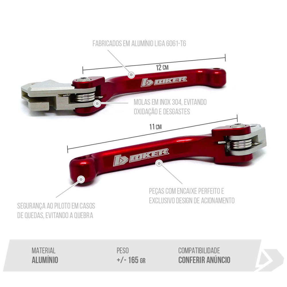 Kit de Manetes Para HONDA CRF250R 04/06 CRF250X 04/17 CRF450R 04/06 CRF450X 05/17 (RETRATIL) - Biker
