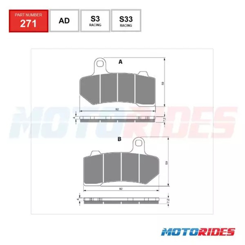 PASTILHA FREIO GOLDFREN HARLEY DAVIDSON STREET ROD 06/07 NIGHT ROD 06/15 V-ROD 07/15 ROAD KING 08/16 ROAD GLIDE 08/16 ULTRA GLIDE /ELECTRA GLIDE 08/15