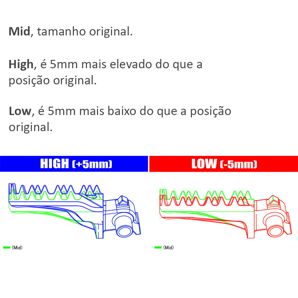 Pedaleira DRC para Yamaha YZ85 02/17 YZ125/250 99/17 WRF250 01/16 WRF450 99/16 YZF250/450 99/17 - High +5mm