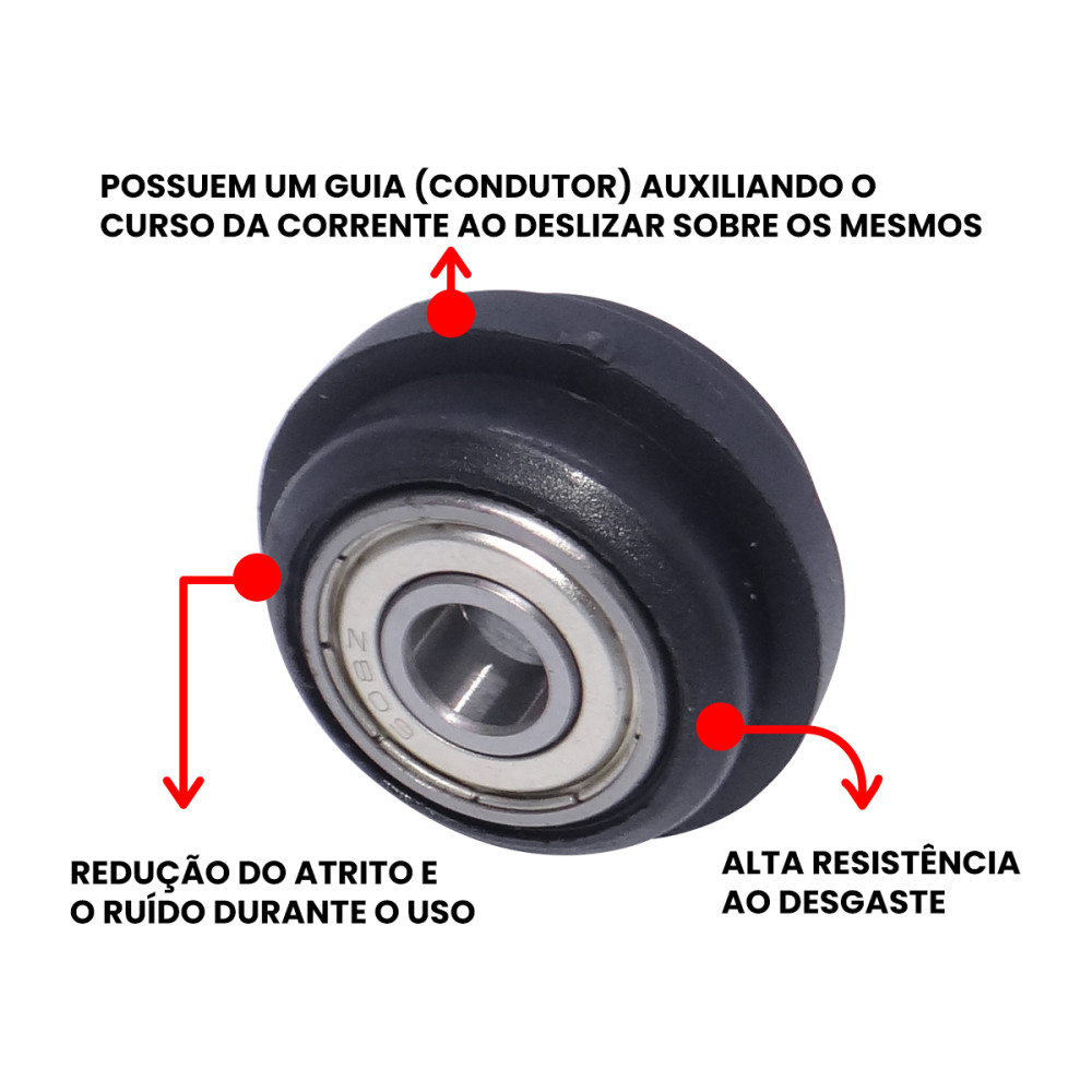 Rolete De Corrente JDR 34mm X 20mm Preto Para KTM
