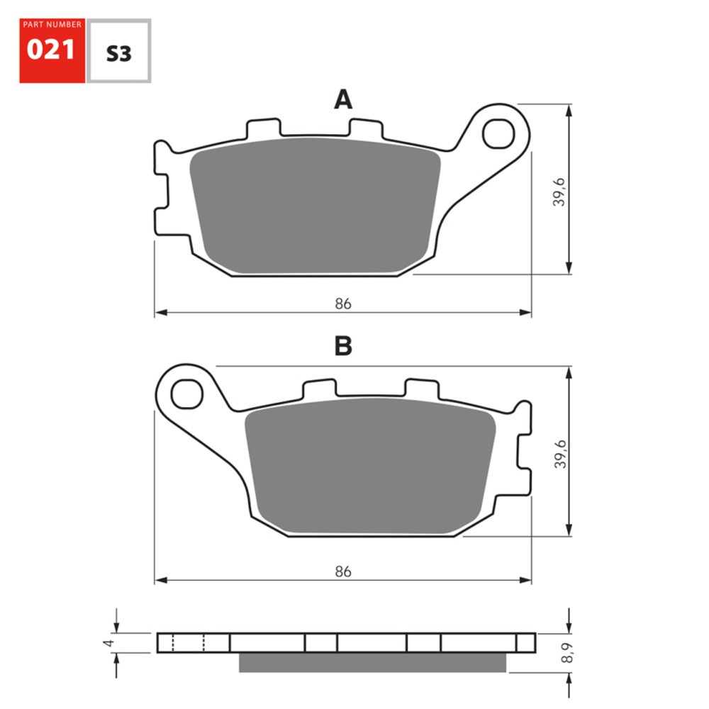 Pastilha De Freio Traseira Goldfren Modelo S3 Para Honda CB CBR Kawasaki ZX 250 KLX 1000 Suzuki GSX GSX-S Yamaha XJ6 MT-09 021S3