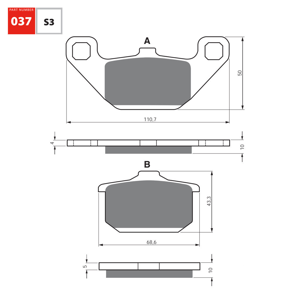 Pastilha De Freio Dianteira/Traseira Goldfren Modelo S3 Para Kawasaki GPZ GTR Z 250 600 1000 037S3