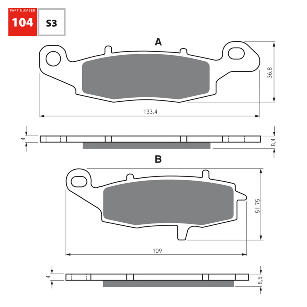 Pastilha De Freio Dianteira Goldfren Modelo S3 Para Suzuki DL 650 1000 V-Strom GSX 600 Kawasaki ER-6F KLE Versys Z750 104S3