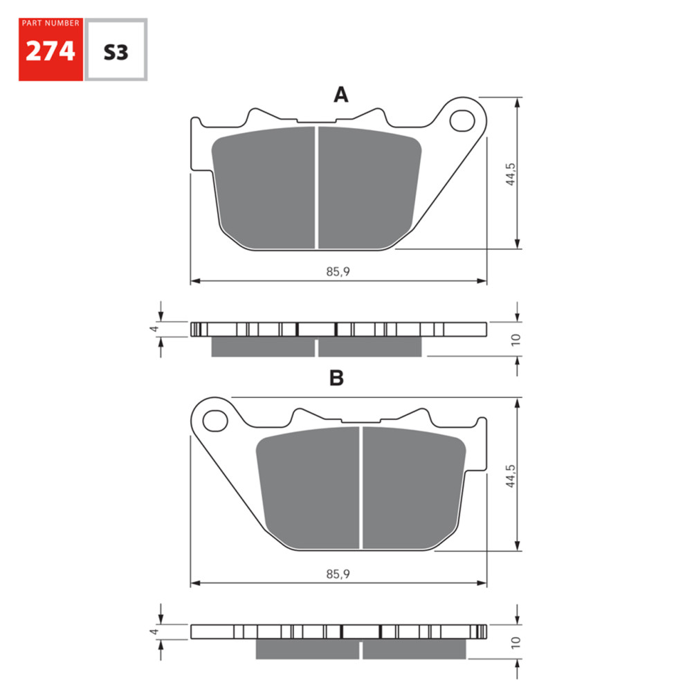 Pastilha De Freio Traseira Goldfren Modelo S3 Para Harley Davidson XL883 Sportster/ L low Superlow Iron XL1200 Sportser Custom XR1200 274 S3