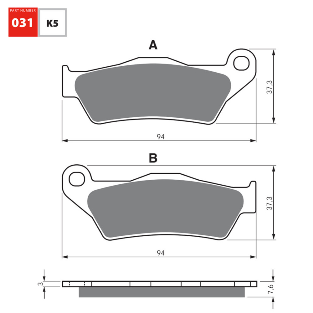 Pastilha De Freio Dianteira Goldfren Modelo K5-LX Para ATV CF Moto MT Gas Gas EC 250 300 Husqvarna FC FX FE KTM EXC SX XC-F 031 K5