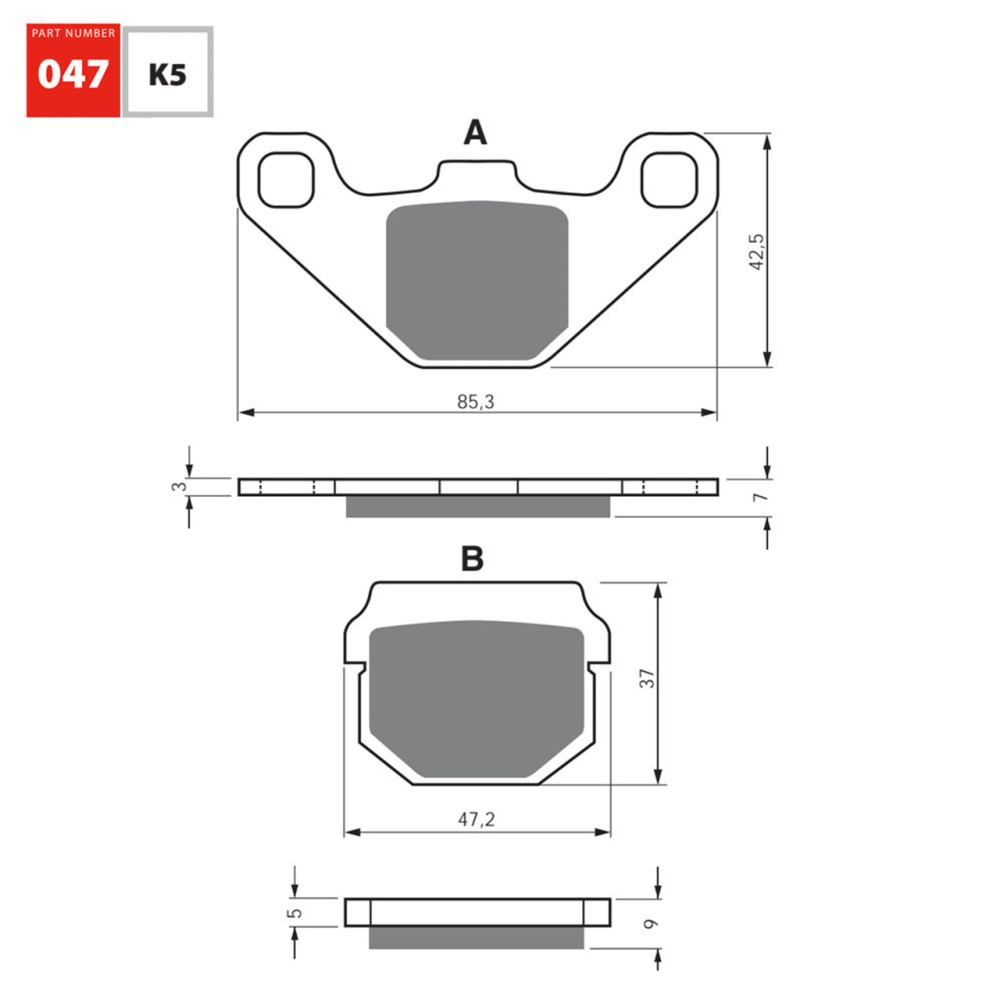 Pastilha De Freio Dianteira/Traseira Goldfren Modelo K5-LX Para Kawasaki KX 100 250 Rieju Sherco Suzuki 80 047 K5