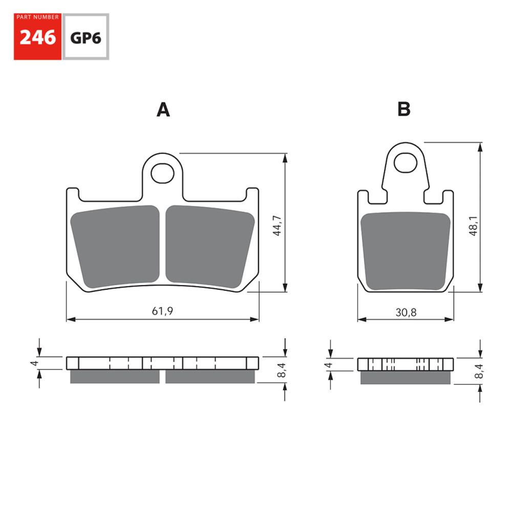 Pastilha De Freio Dianteira Goldfren Modelo GP6 Para Yamaha YZF R-1 MT-01 XV 1700 V-MAX 246 GP6