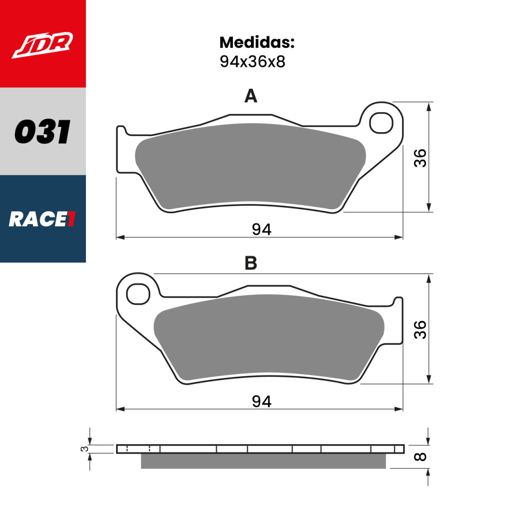 Pastilha De Freio Dianteira JDR Modelo Race 1 Para KTM Husqvarna Husaberg Sherco TM Racing