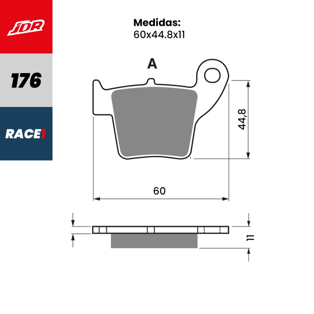 Pastilha De Freio Traseira JDR Modelo Race 1 Para Honda CRF 250F 300F CRF 250 450 RX CR 125 250