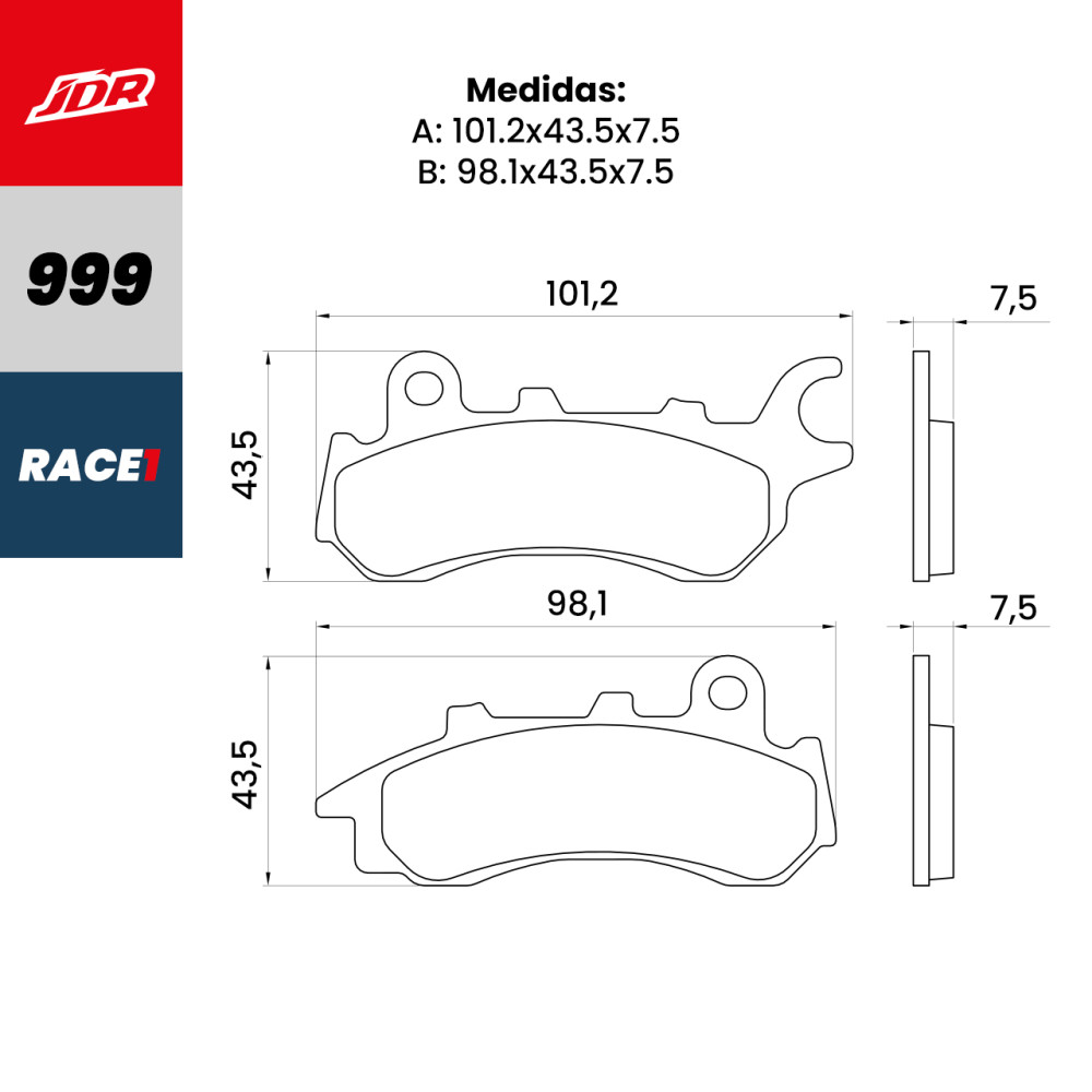Pastilha De Freio Dianteira JDR Modelo Race 1 Para Honda CG 160 Fan 160 CG Titan 160