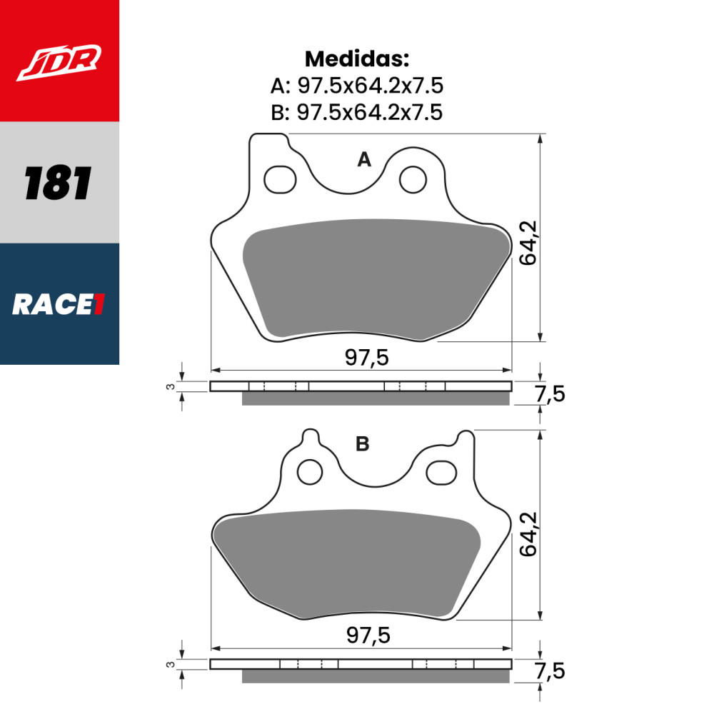 Pastilha De Freio Dianteira/Traseira JDR Modelo Race 1 Para Harley Davidson 883 1200 Sportester 1450 Road King Heritage
