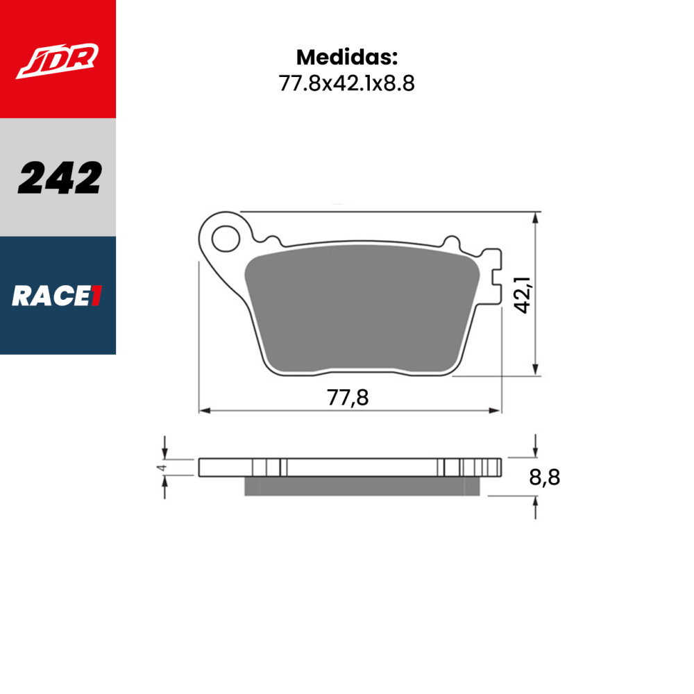 Pastilha De Freio Traseira JDR Modelo Race 1 Para Honda CB 600 Hornet CBR 600F 1000RR Kawasaki KX 6R ZX 10R Suzuki GSX-R 1000 Yamaha YZF R-1