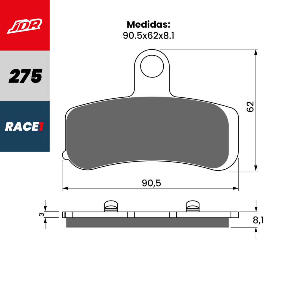 Pastilha De Freio Dianteira JDR Modelo Race 1 Para Harley Davidson Dyna Street Street Bob Heritage Softail Fat Boy 1584 Street Glide 1690