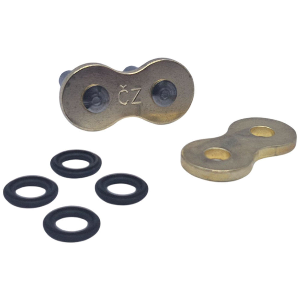 Corrente Cz Chains Modelo SDZZ Passo 530 Com 120 Elos Com Retentor Em “X” Dourada