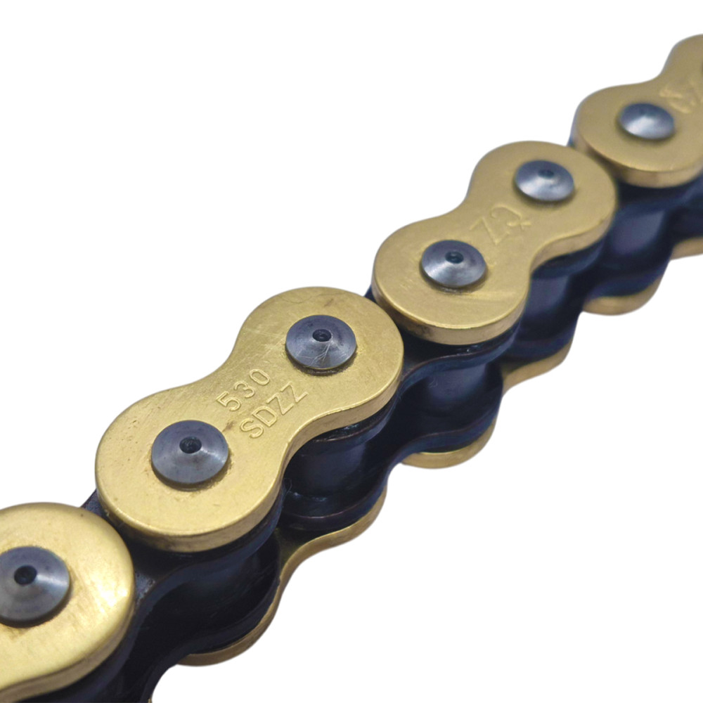 Corrente Cz Chains Modelo SDZZ Passo 530 Com 120 Elos Com Retentor Em “X” Dourada