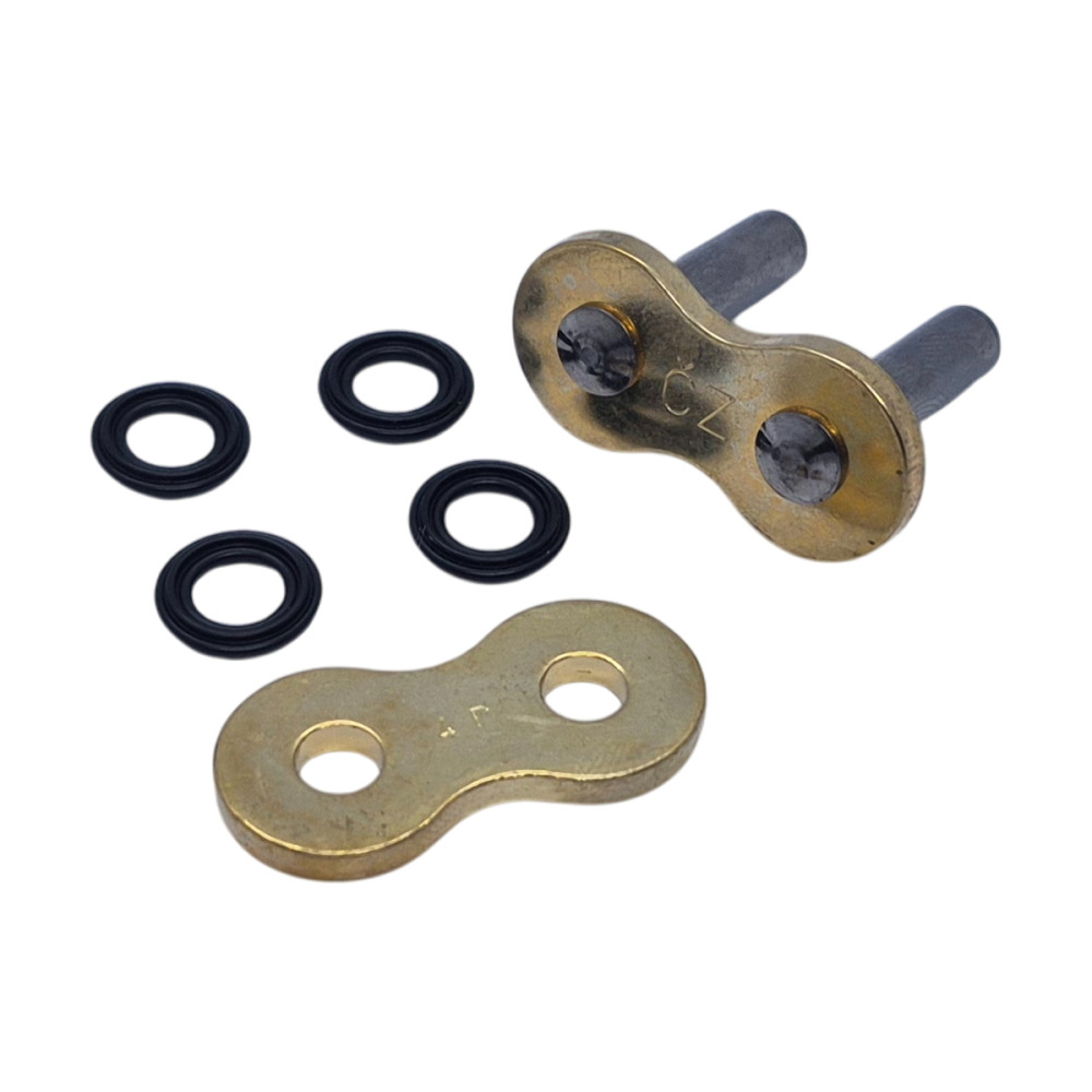 Corrente Cz Chains Modelo SDZZ Passo 525 Com 128 Elos Com Retentor Em “X” Dourada