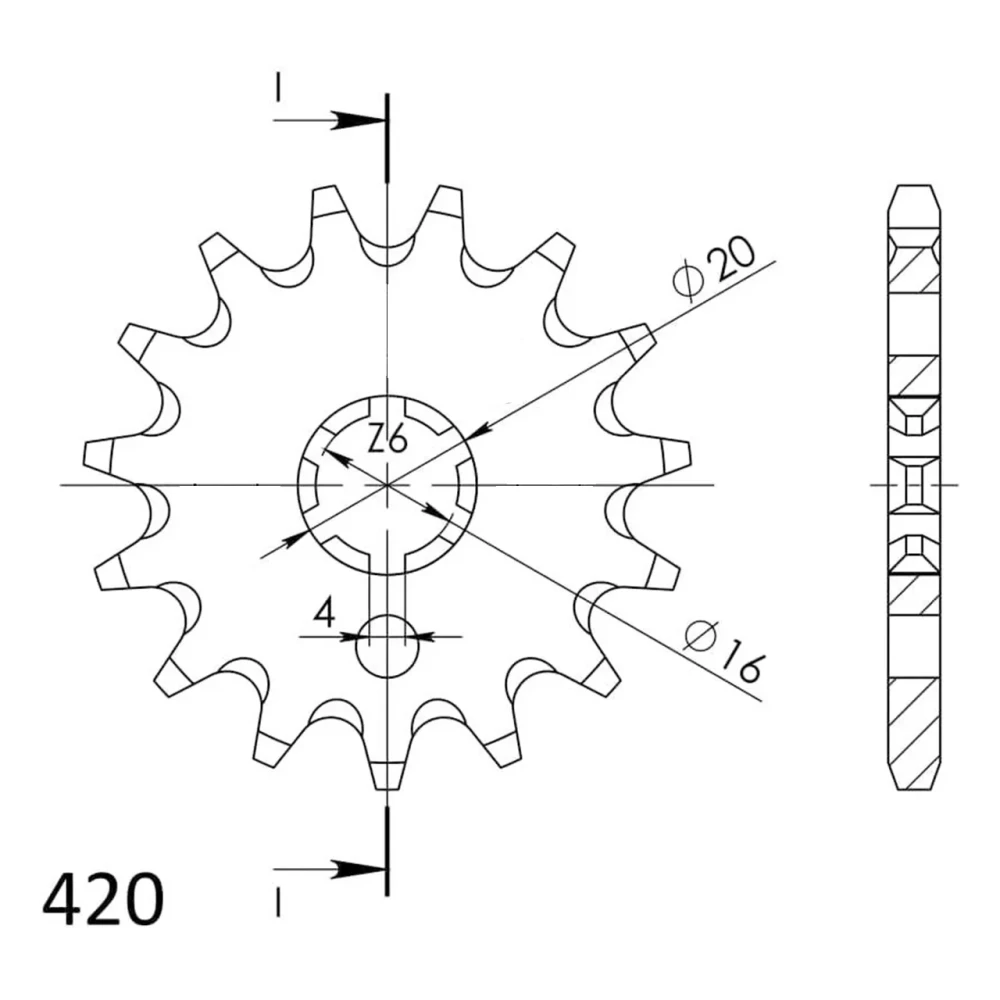 Pinhão Supersprox 13 Dentes Para Kawasaki KX 65 (02/26) KX 85 KX 100 (01/26)