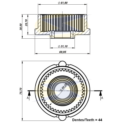BASE PLANETÁRIA COMPATÍVEL MITSUBISHI 44D 24V UNF0137
