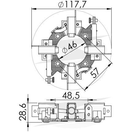 PORTA ESCOVA PARTIDA COMPATÍVEL BOSCH JF 12V MODERNO UNF1105
