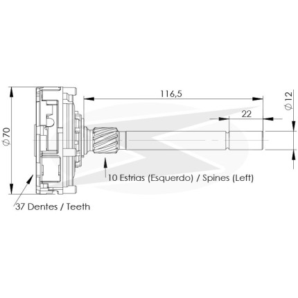PLANETÁRIA PARTIDA COMPATÍVEL BOSCH 37D 116-22 AUDI UNF11190