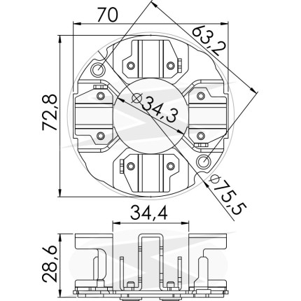 PORTA ESCOVA PARTIDA COMPATÍVEL MITSUBISHI 24V UNF1147