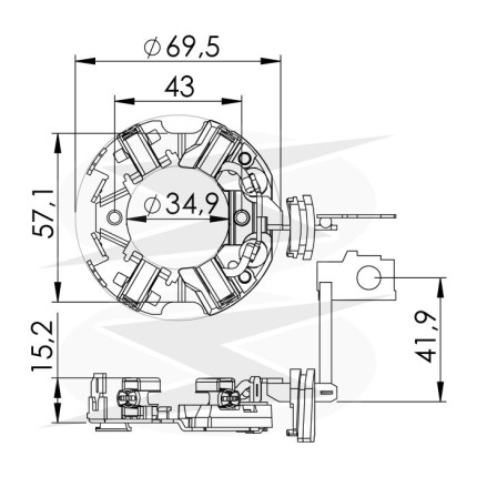 PORTA ESCOVA PARTIDA COMPATÍVEL BOSCH DW/DB HORARIO UNF1217