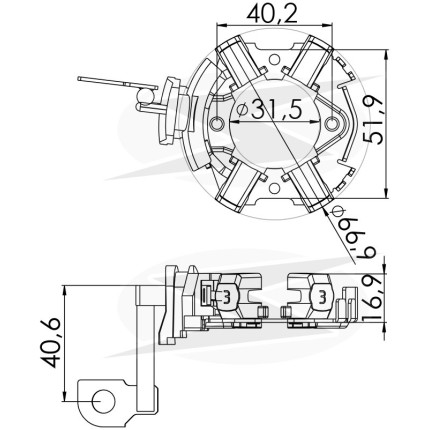 PORTA ESCOVA PARTIDA COMPATÍVEL BOSCH MOD BMW/ROVER/FIESTA UNF1272