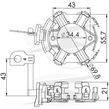 PORTA ESCOVA PARTIDA COMPATÍVEL BOSCH MOD LT 1,8 UNF1279