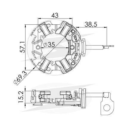 PORTA ESCOVA PARTIDA COMPATÍVEL BOSCH DW/DB GOL/VECTRA/ESCORT/LOGUS UNF1317
