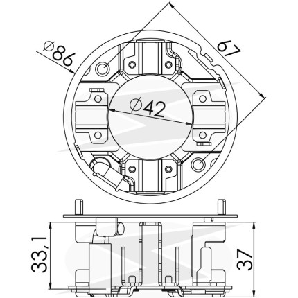 PORTA ESCOVA PARTIDA COMPATÍVEL MITSUBISHI 24V MB ATEGO/ATRON - C/ARCO MENOR UNF1337