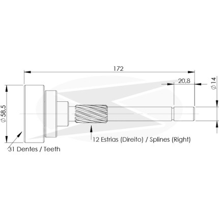 PLANETÁRIA PARTIDA COMPATÍVEL DELCO 31D 28MT 12V 172MM UNF14032