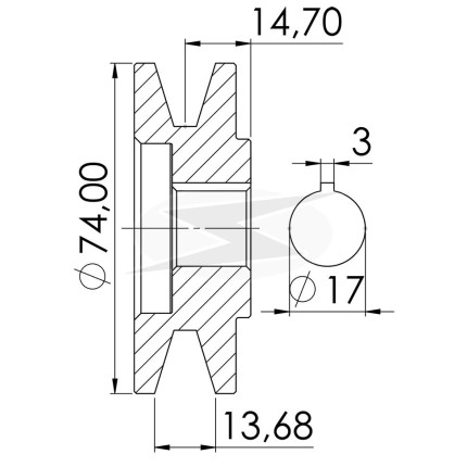POLIA COMPATÍVEL 1PK-74 MITSUBISHI EMPILHADEIRA 1069 UNF3354