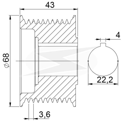 POLIA COMPATÍVEL 10PK-62 FURO:22 DENSO CASE/VOLVO EMPILHAD 1189 UNF3503