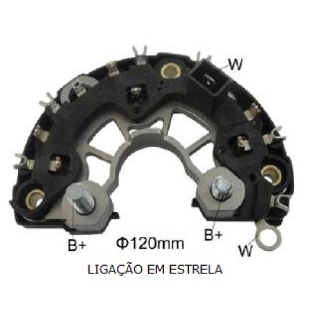 PLACA DIODO COMPATÍVEL BOSCH-6 ELETR CUMMINS CARGO 14V 90A G1439 IK3403